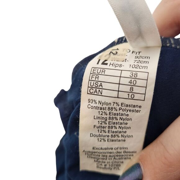 SEAFOLLY Swimsuit Womens US 8 Navy Blue Maillot Halter One Piece Swimsuit Beach - Picture 7 of 8